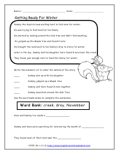 Comprehending and Retelling Key Details From Stories Worksheets