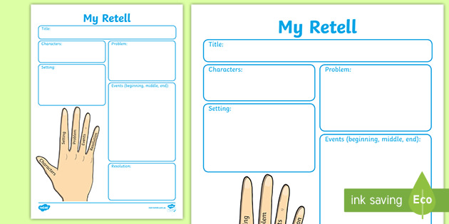 Five Finger Retell Worksheet (teacher made) - Twinkl
