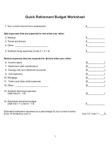 Retirement Budget - 10+ Examples, Format, Pdf