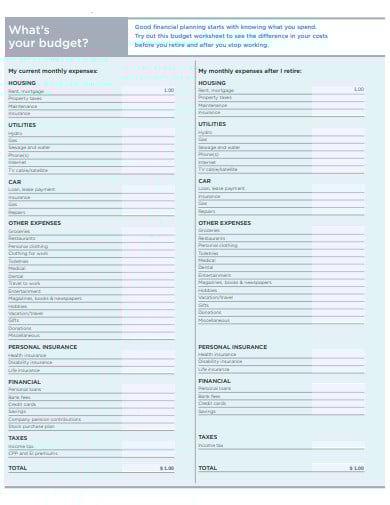 Free Retirement Budget Worksheet: Plan Your Retirement Expenses
