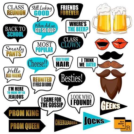 Klasse Reunion Photo Booth Props, lustige Reunion Party Printables ...