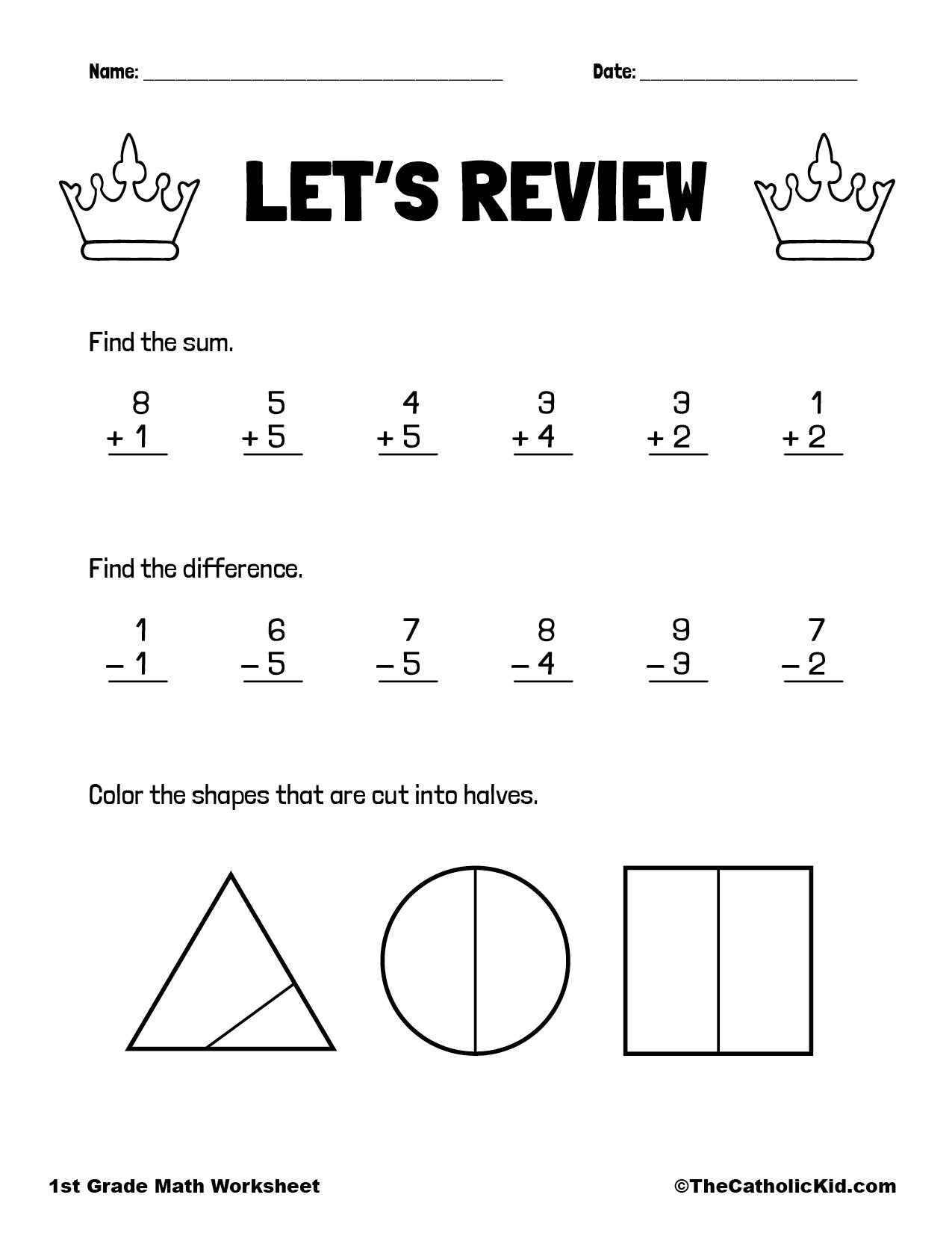 review of fractions worksheet