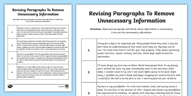 Revising Paragraphs to Remove Unnecessary Information