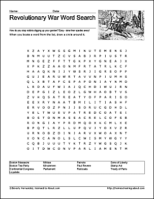 revolutionary war worksheet