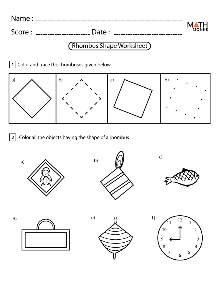 Rhombus Worksheets - Math Monks