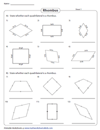 Rhombus Worksheets