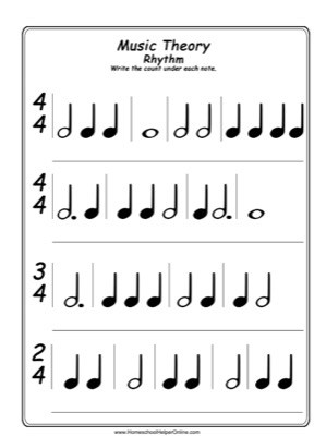 Music Theory Rhythm Worksheet - Homeschool Helper Online