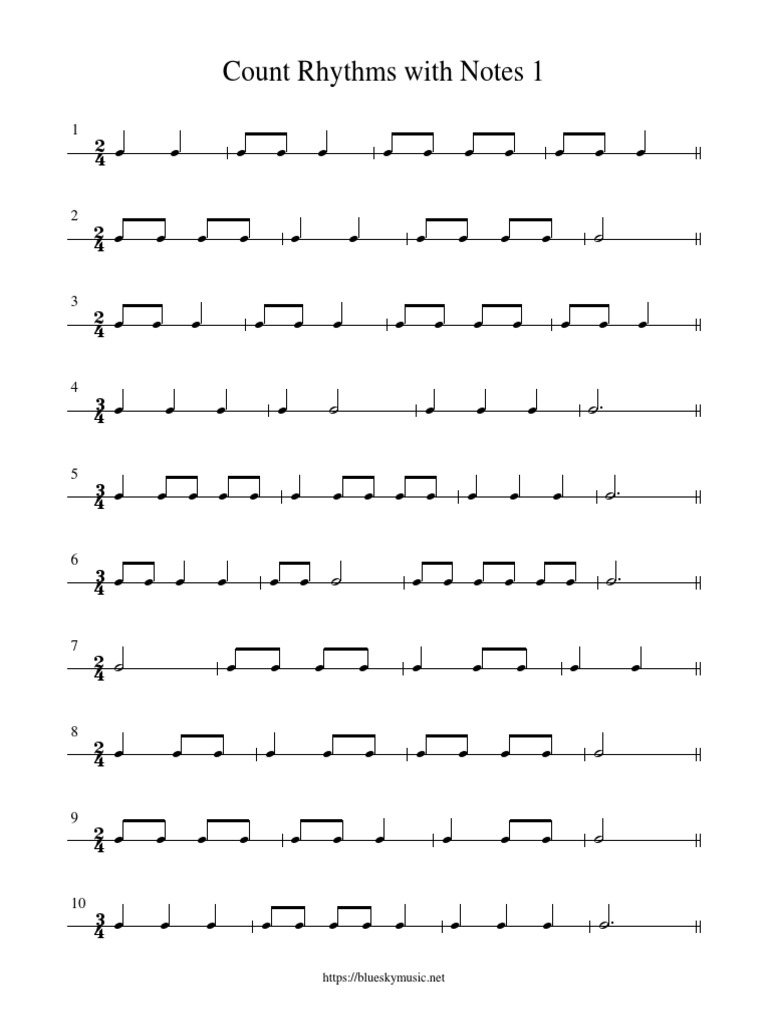 All Rhythm Worksheets in One File | PDF
