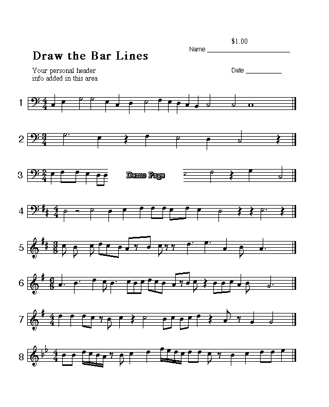 Free Downloads RHYTHM: BAR LINES - METER - NOTE VALUES