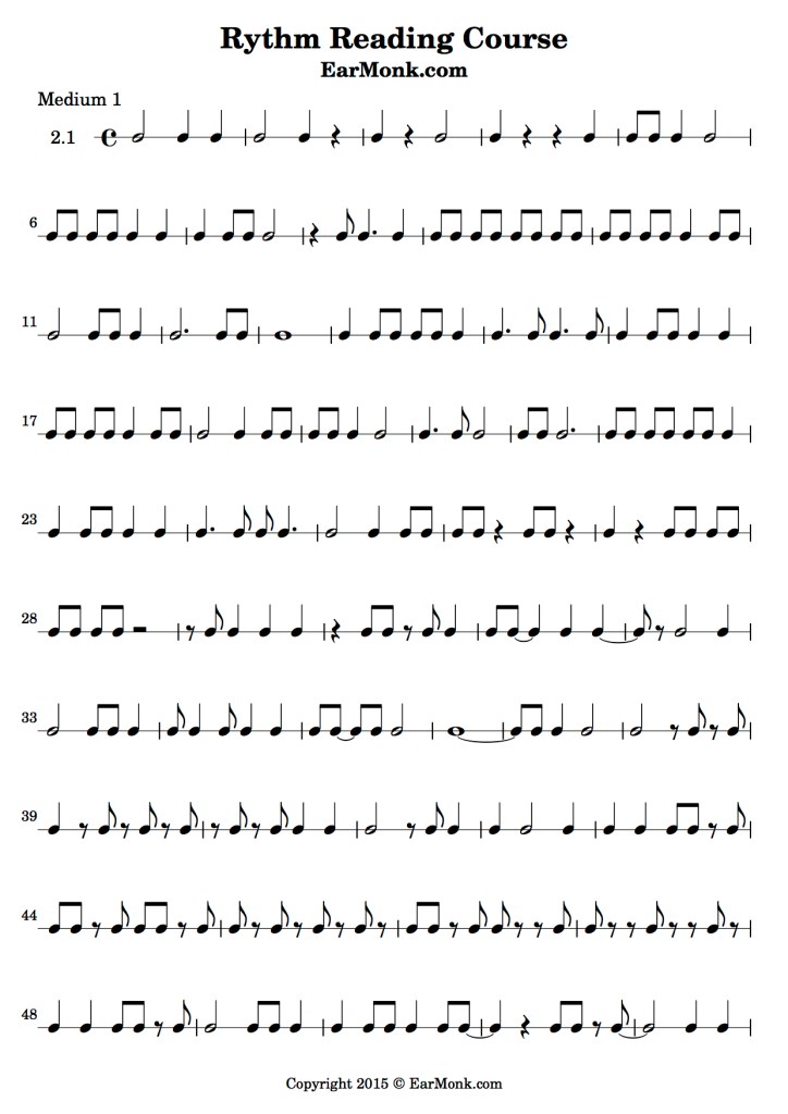 Rhythm Worksheet PDF Medium 1 - Music Production HQ