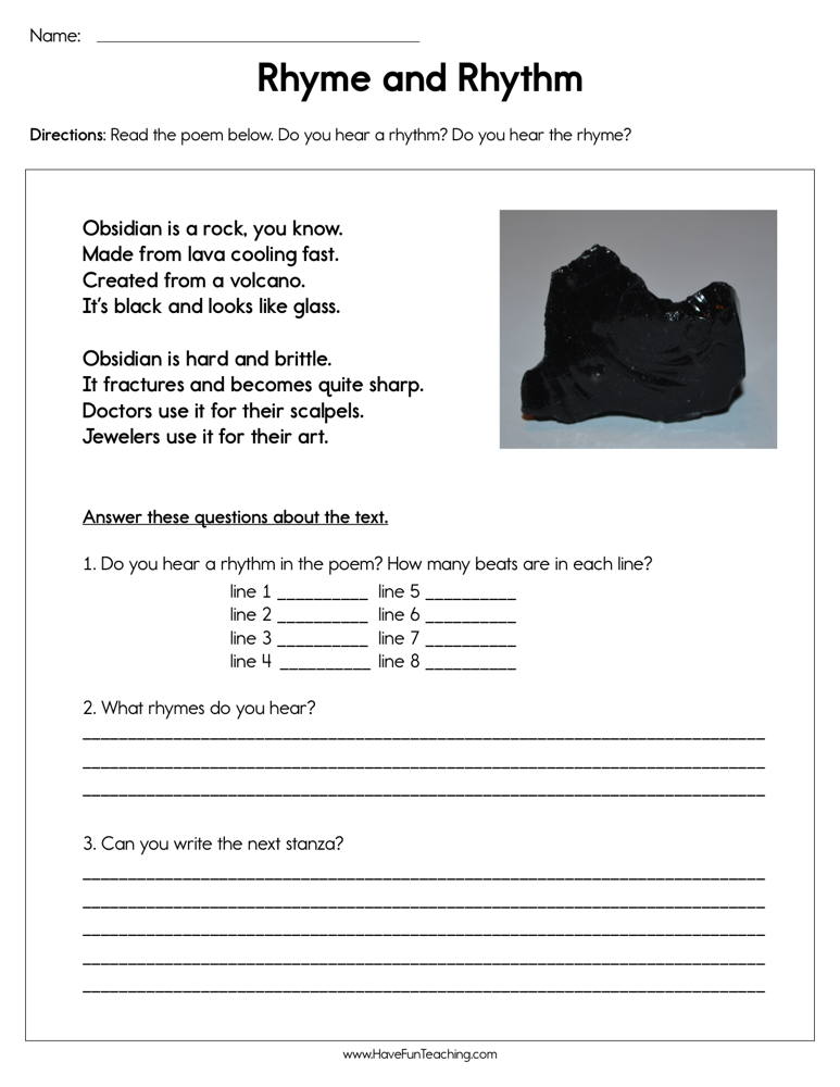 Rhyme and Rhythm Worksheet  