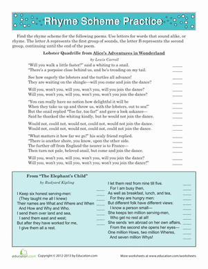 Rhyme Scheme Practice | Worksheet 