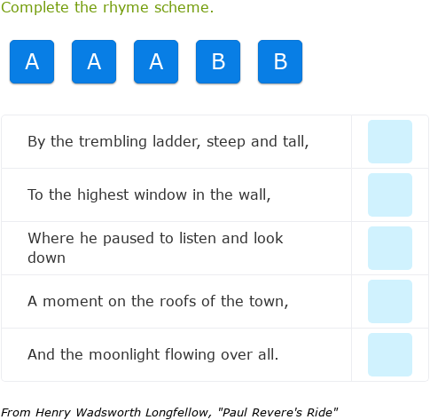 rhyme scheme worksheet practice