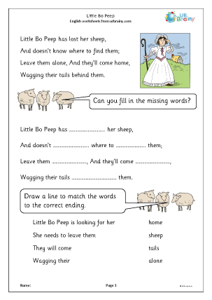 rhyme worksheet ks1