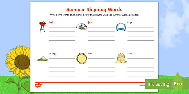 rhyme worksheet ks1