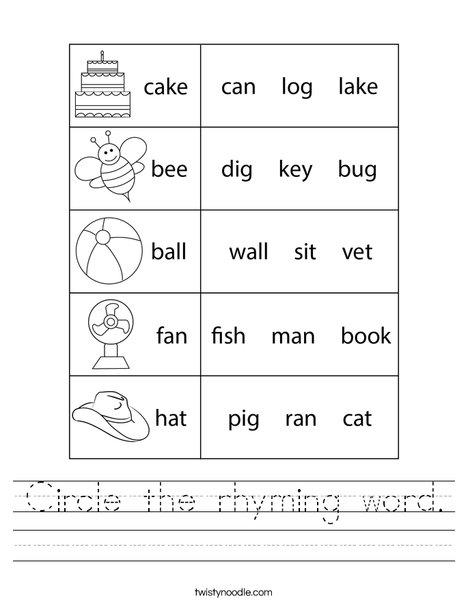 rhyme worksheet