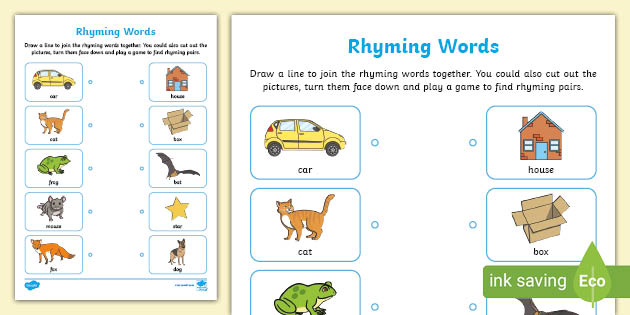 FREE! - Rhyming Words Activity Worksheet - Home Learning