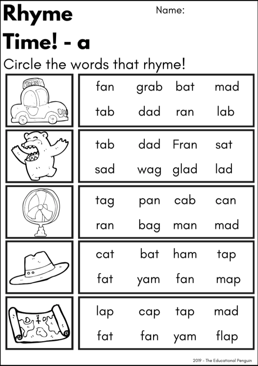 rhymes worksheet