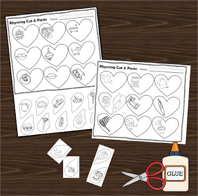 rhyming cut and paste worksheet for kindergarten
