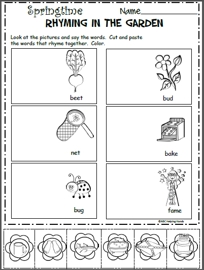 rhyming cut and paste worksheet