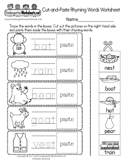 Rhyming Words Worksheets for Kindergarten (Free Printables)
