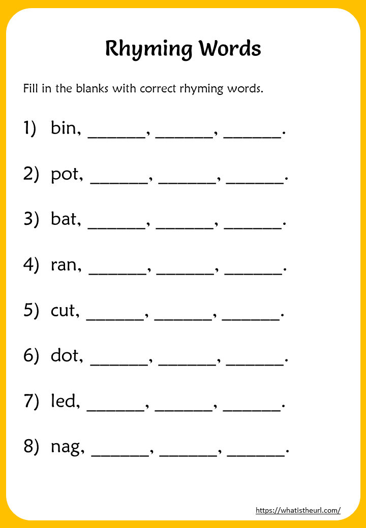 rhyming pairs worksheet
