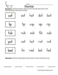 rhyming picture worksheet