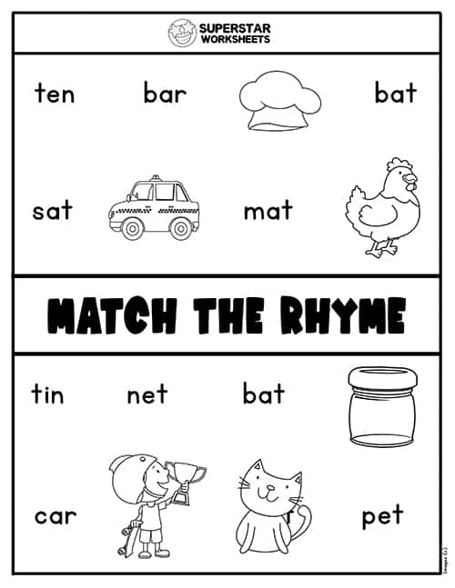 Rhyming Worksheets for Kindergarten -Worksheets Library