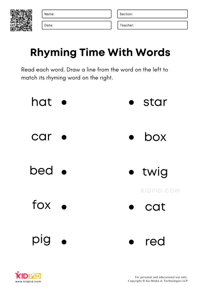 rhyming word pairs worksheet answers