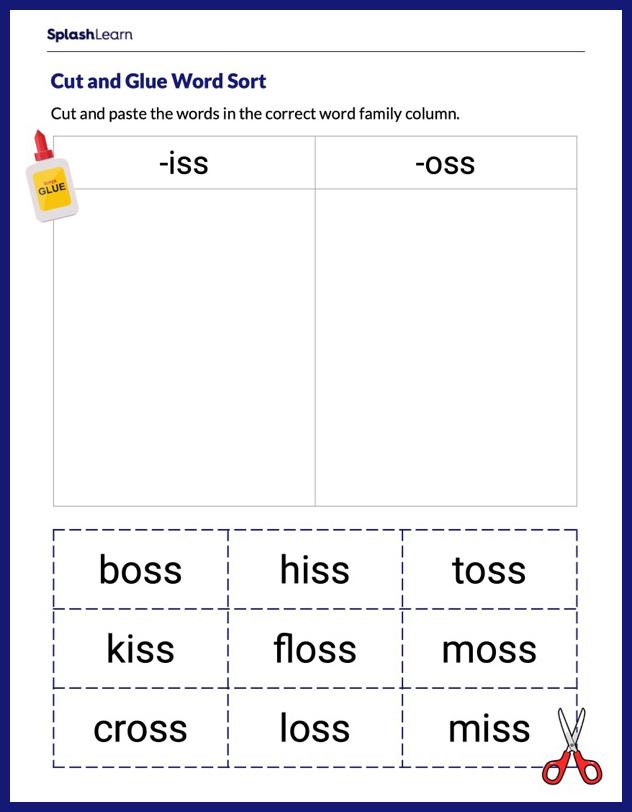 Fun with Words - Cut and Sort - ELA Worksheets - SplashLearn ...