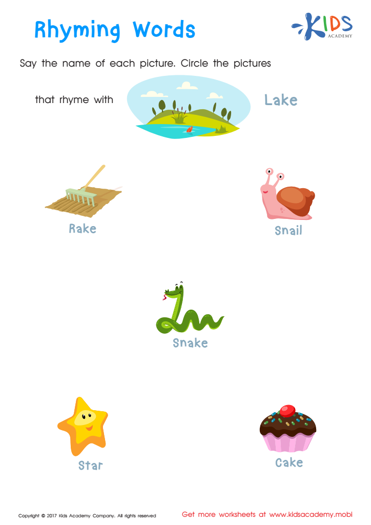 rhyming words for kids worksheet