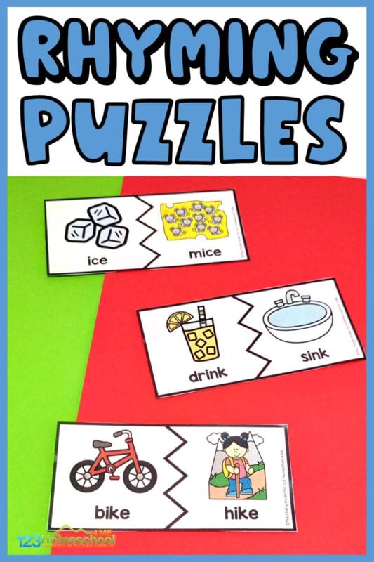 FREE Printable Rhyming Words Puzzles Activity