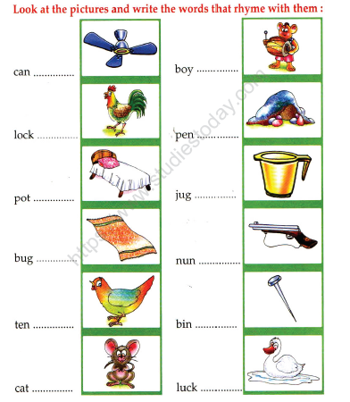 rhyming words worksheet for grade 1