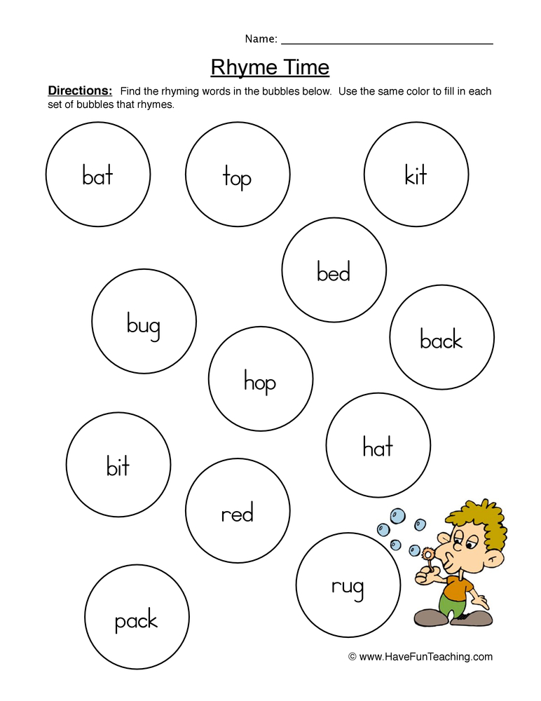 Rhyming Words Pairs Worksheet  