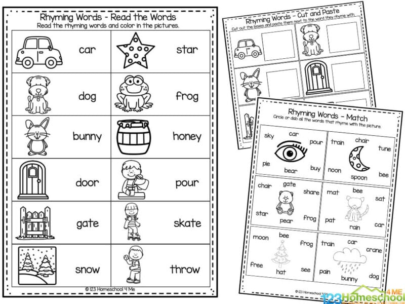 rhyming words worksheet for