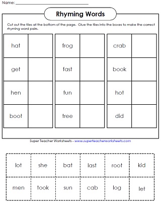 Rhyming Word Worksheets