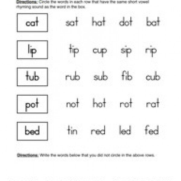 rhyming worksheet for first grade