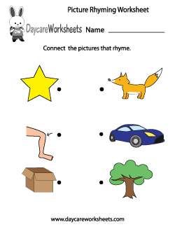 rhyming worksheet for kindergarten