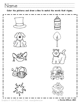 Rhyming worksheets match worksheets library