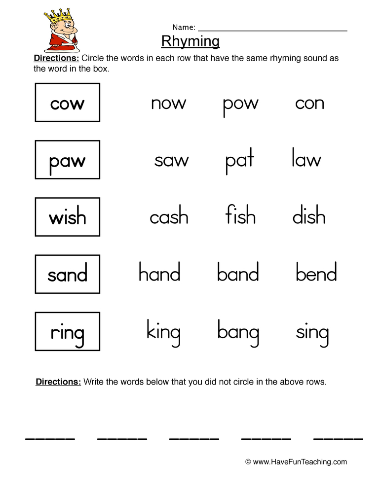 Rhyming Worksheet  
