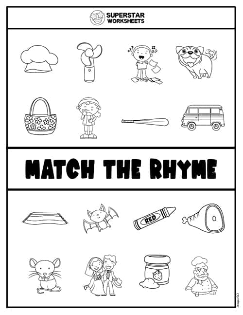 rhyming worksheet kindergarten free
