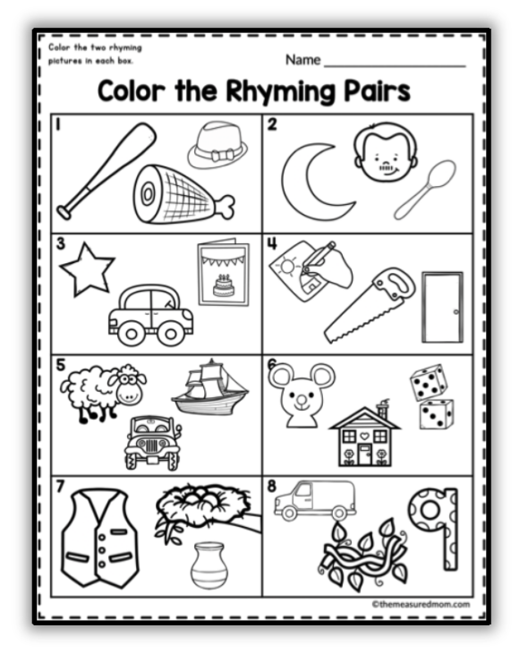 rhyming worksheet preschool