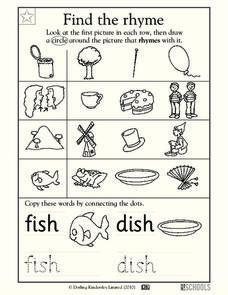 Find the Rhyme Worksheet for Pre-K - Kindergarten | Lesson Planet