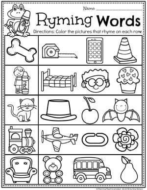 rhyming worksheet toddlers
