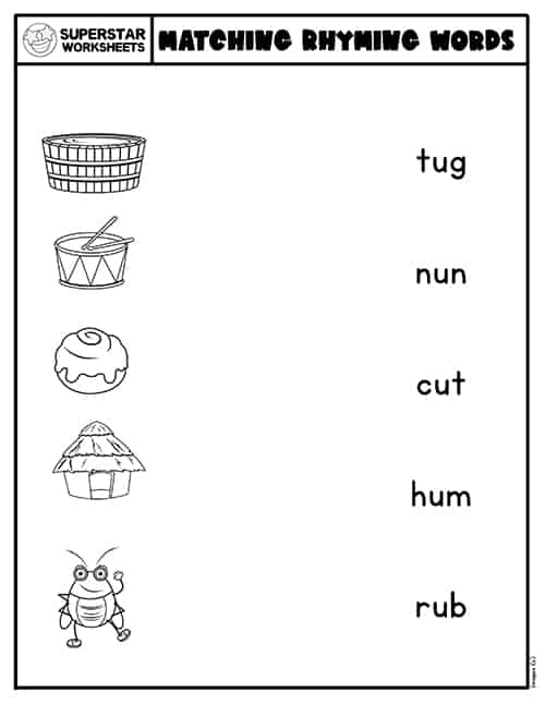 Rhyming Worksheets for Kindergarten -Worksheets Library