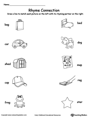 rhyming worksheet toddlers