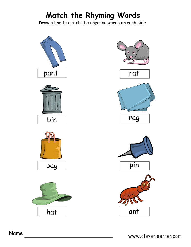 rhyming worksheet toddlers