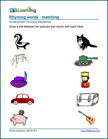 Free Preschool &  Kindergarten Rhyming Worksheets - Printable | Worsheets library...