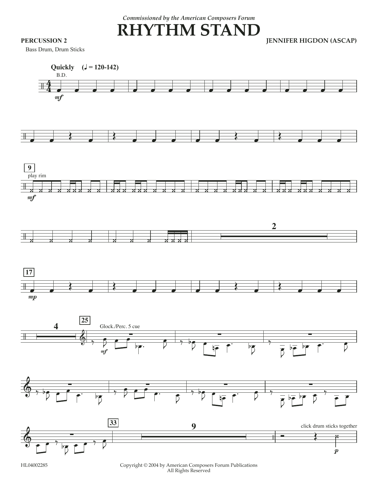 Rhythm Stand - Percussion 2 Noten | Jennifer Higdon | Blasorchester