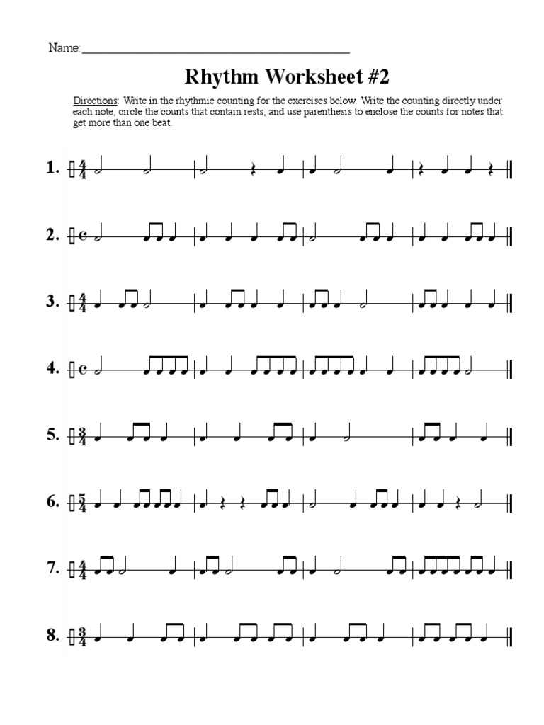 Rhythm Worksheet 2 | PDF